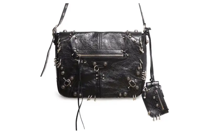 Balenciaga Le Cagole Fine Grained Sheepskin Crossbody Bag, Shoulder Bag Men's Black
