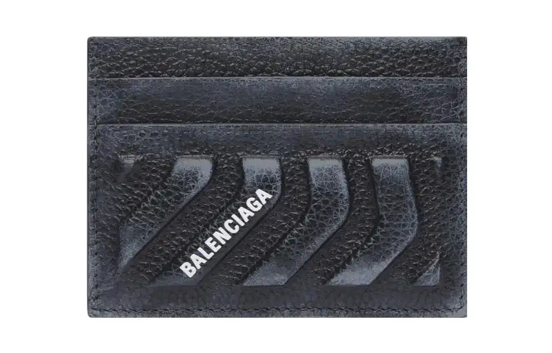 Balenciaga Car Grained Calfskin Card Holder Men's Black/Gray