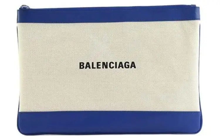 Balenciaga Canvas With Leather Canvas Bag Clutch Women's Blue/White