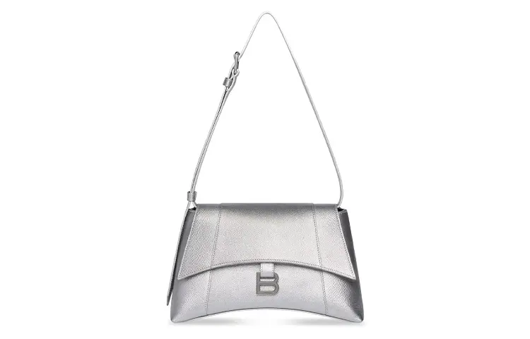 Balenciaga Downtown Cow Leather Portable Crossbody Bag, Shoulder Bag Women's Silver