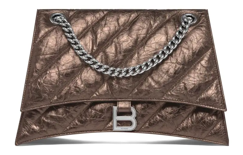 Balenciaga Crused Quilted Medium Chain Bag Metallized Bronze