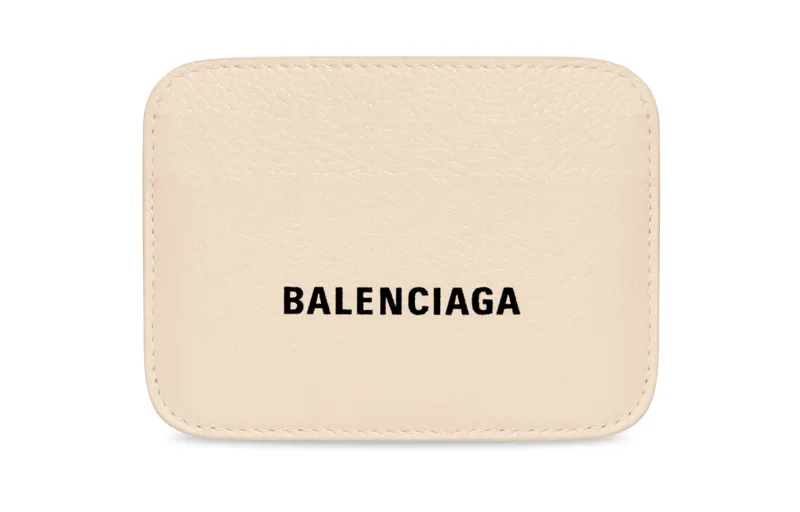 Balenciaga Cow Leather Card Holder Mini Women's Beige