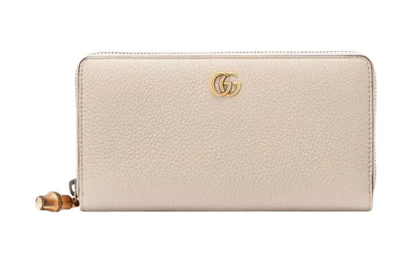 GUCCI Bamboo Leather Wallet Regular Women's Light Pink