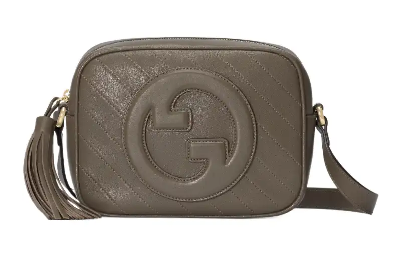 GUCCI Blondie Leather Crossbody Bag, Shoulder Bag Women's Brown Gray