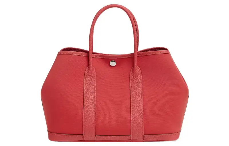 HERMES Hermès Garden Party 30 Silver Buckle Canvas and Negonda Calfskin Handbag 34 Women's Azalea Red