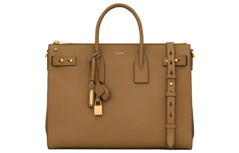 SAINT LAURENT SAC DE JOUR Calfskin Shoulder Bag, Crossbody Bag, Handbag Regular Men's Brown