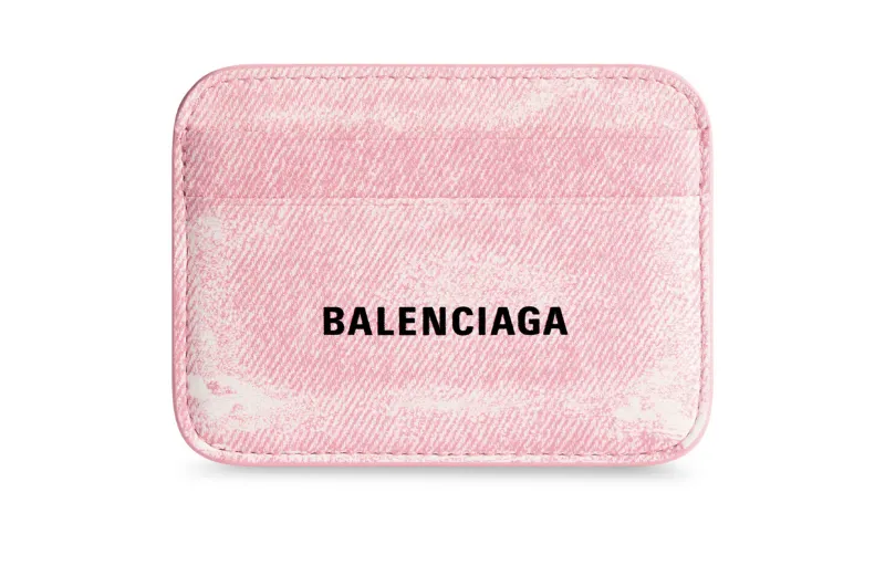 Balenciaga Cash Nappa Sheepskin Card Holder Women's Pink