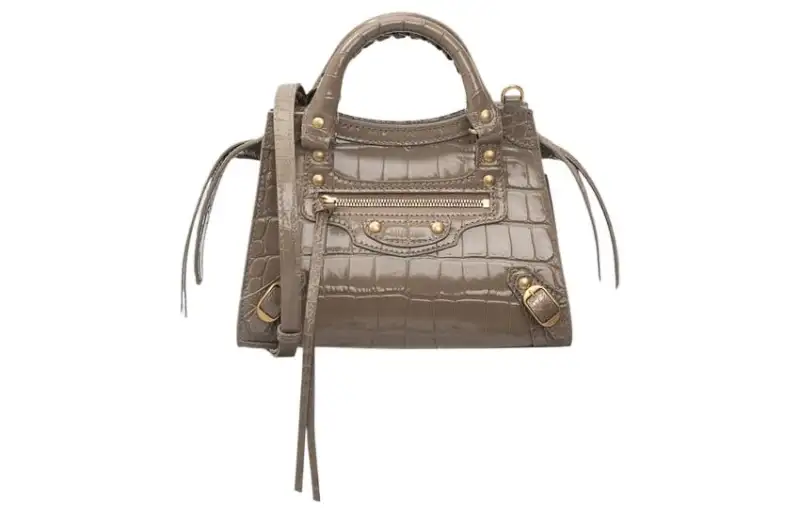 Balenciaga Neo Classic Leather Tote Bag, Shopping Bag, Portable Crossbody Bag, Shoulder Bag Mini Women's Khaki