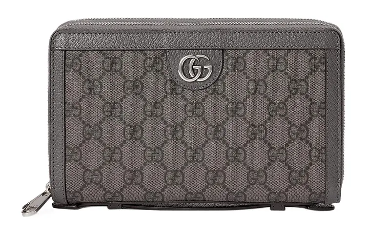 GUCCI Ophidia Canvas With Leather Travel Bag Handbag Women's Gray
