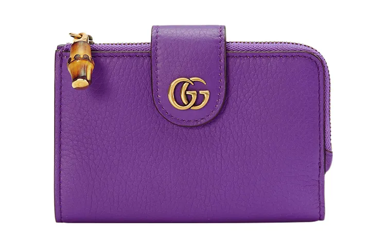 GUCCI Leather Wallet Medium Women's Purple