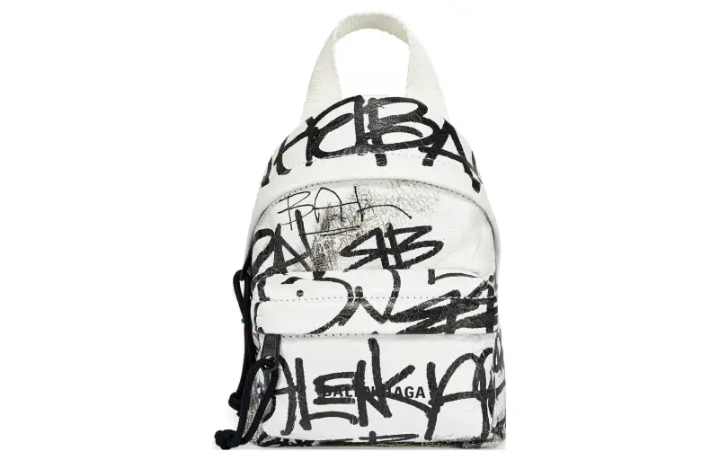 Balenciaga Explorer Sheepskin Backpack Mini Men's Black/White