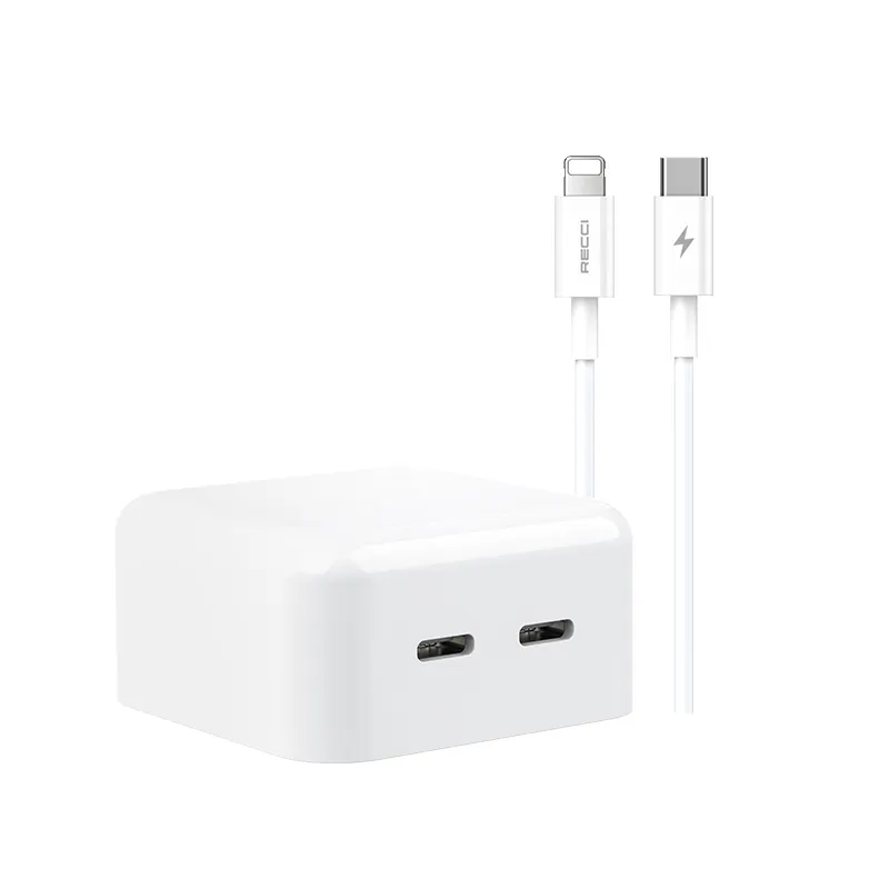 RECCI Reisi PD35W Apple Fast Charging Set Dual C Port Gallium Nitride Folding Pin Charger Set 17CCL P30C