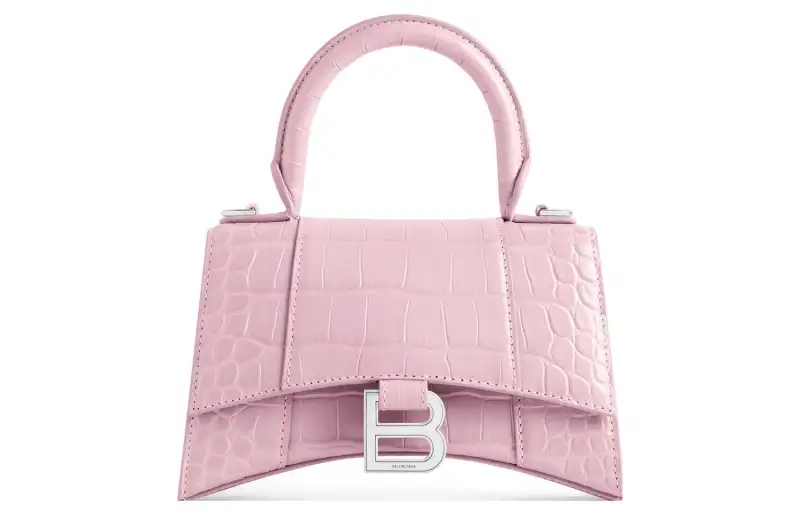 Balenciaga Hourglass Cow Leather Handbag Extra Small Women's Pink