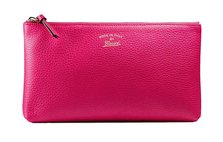 GUCCI Litchi Grain Leather Wallet Regular Women's Fuchsia