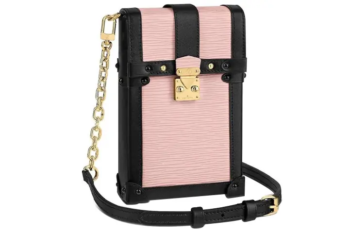 LOUIS VUITTON Trunk Vertical Cow Leather Cell Phone Pouch Shoulder Bag Crossbody Bag Regular Women's Pink