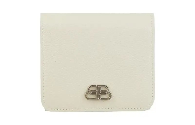 Balenciaga Leather Card Holder, Wallet Regular Women's Ecru