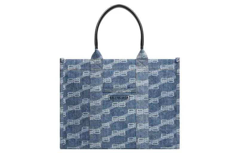 Balenciaga Bleached Denim Tote Bag, Shopping Bag, Shoulder Bag, Crossbody Bag, Handbag Medium Women's Blue