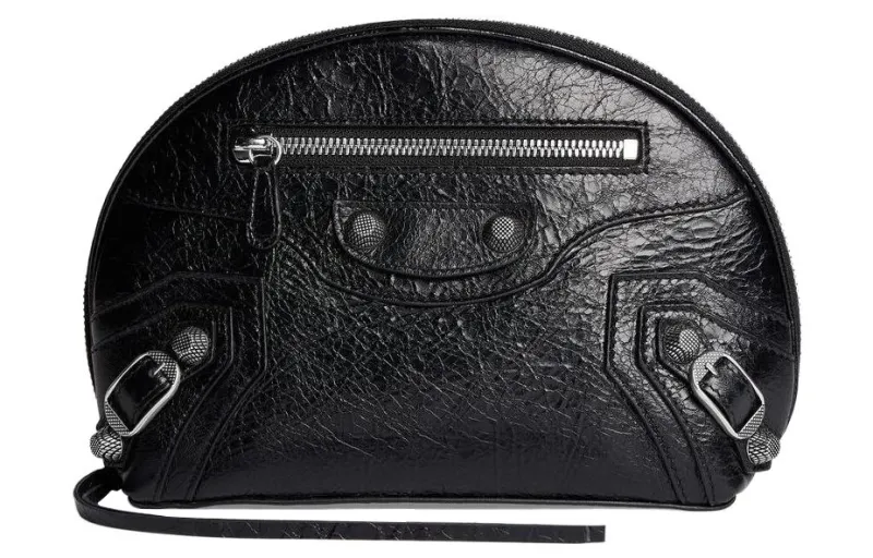 Balenciaga Le Cagole Fine Grained Sheepskin Makeup Bag Small Women's Black