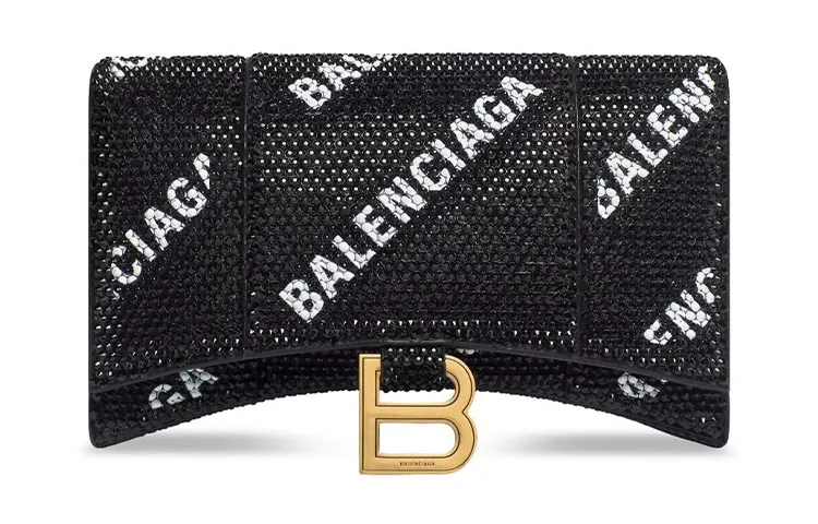 Balenciaga Hourglass Calfskin Shoulder Bag, Crossbody Bag, Wallet Women's Black
