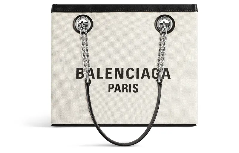 Balenciaga Paris Logo Printed Squared Small Tote Bag