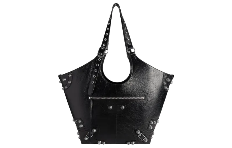 Balenciaga Le Cagole Lambskin Large Capacity One Shoulder Handbag Large Women's Black