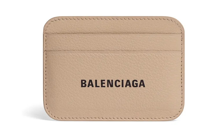 Balenciaga Grain Cow Leather Card Holder Card Holder Women's Beige