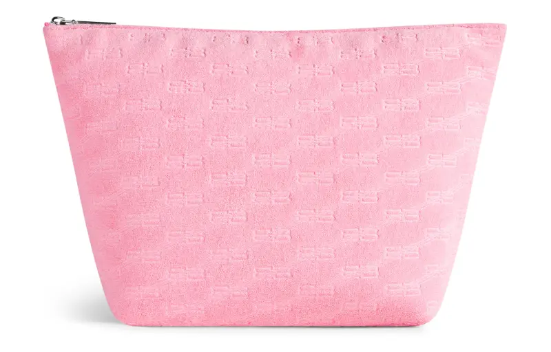 Balenciaga Cotton With Calfskin Clutch Medium Women's Pink