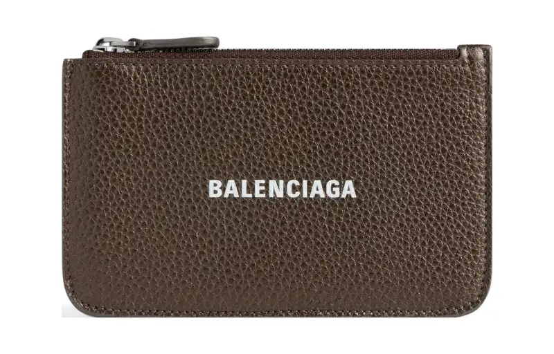 Balenciaga Grain Calfskin Wallet, Card Holder Women's Brown