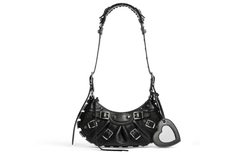 Balenciaga Le Cagole Smooth Calfskin Handbag, Shoulder Bag Mini Women's Black