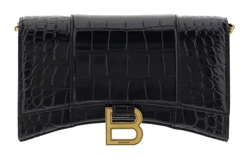 Balenciaga Embossed Logo Plaque Chain Wallet