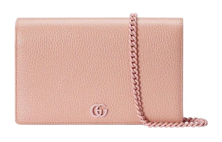 GUCCI GG Marmont Leather Chain Bag, Wallet, Shoulder Bag, Crossbody Bag Mini Women's Light Pink