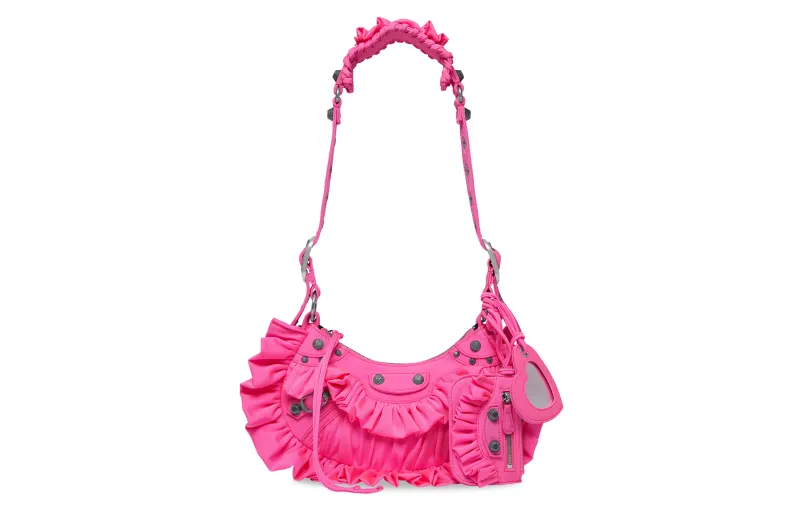 Balenciaga Le Cagole Polyamide Portable Crossbody Bag, Shoulder Bag Mini Women's Peach Pink