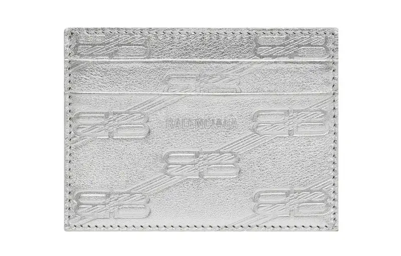 Balenciaga Cow Leather Wallet, Coin Purse, Card Holder Regular Unisex Silver