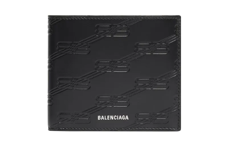 Balenciaga Cow Leather Wallet, Card Holder, Coin Purse Men's Black