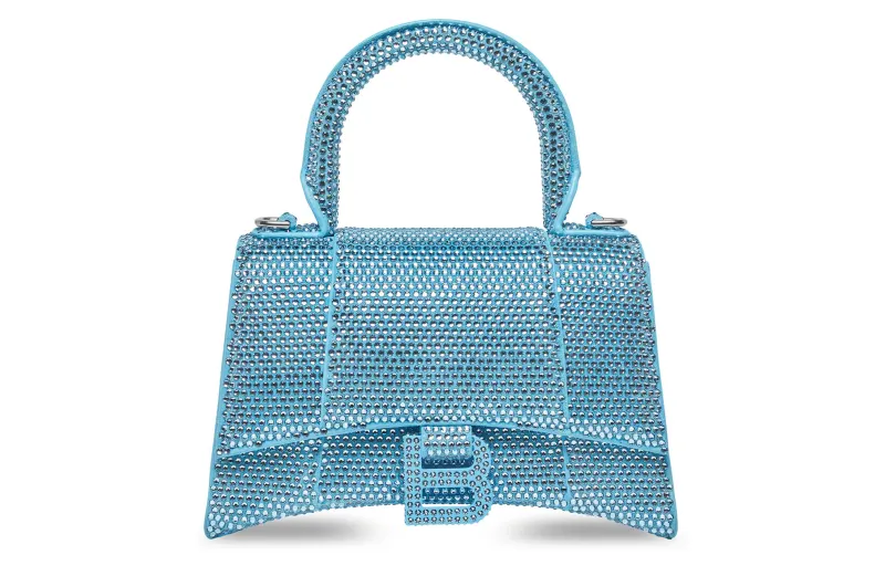 Balenciaga Hourglass Cow Leather Shoulder Bag, Crossbody Bag, Handbag Extra Small Women's Blue