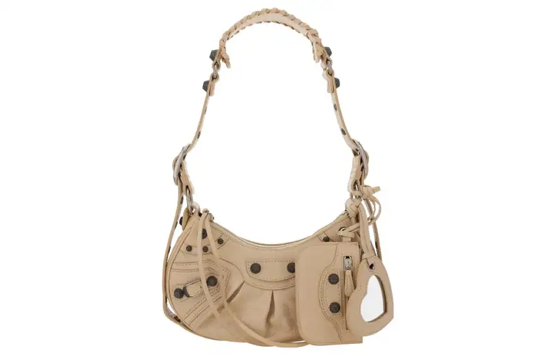 Balenciaga Le Cagole Lambskin Crescent Bag Biker Bag, Shoulder Bag, Crossbody Bag Extra Small Women's Ginger Yellow