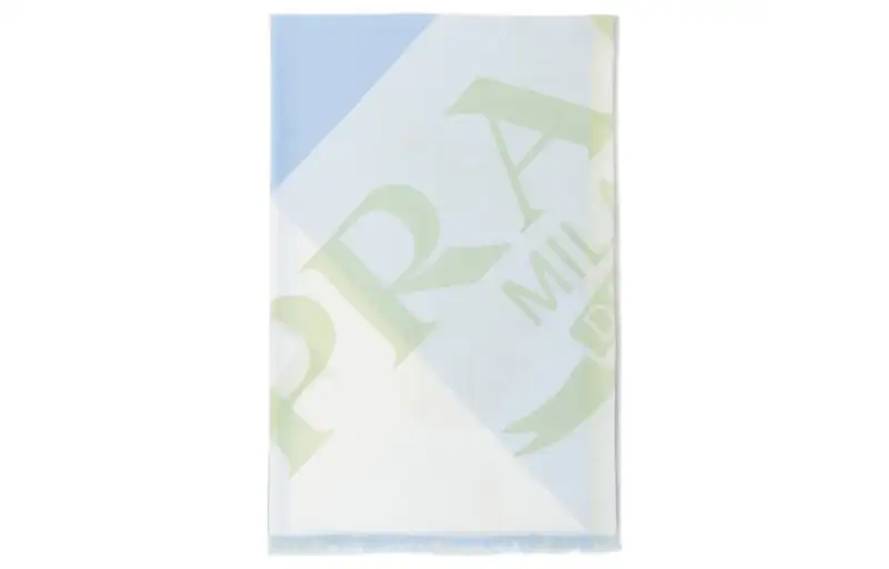 PRADA Knit Scarves Women's Sky Blue/Green
