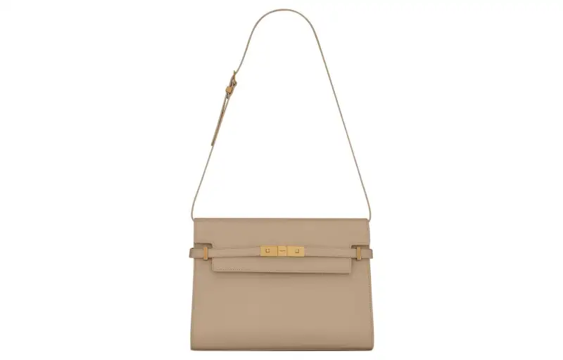 SAINT LAURENT Cow Leather Crossbody Bag, Shoulder Bag Women's Milk Tea Beige Gray