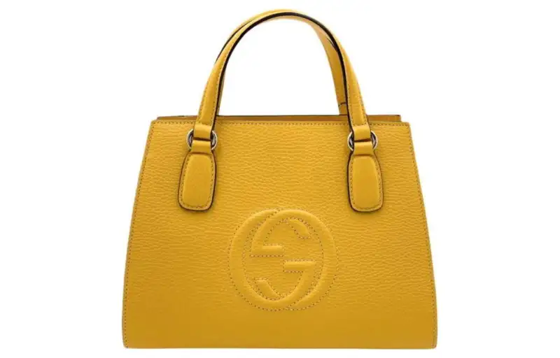 GUCCI Soho Leather Handbag Women's Yellow