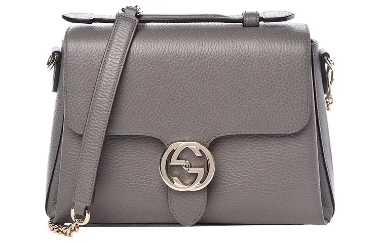 GUCCI Leather Handbag Women's Gray