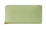 GUCCI Leather Wallet Women's Light Green