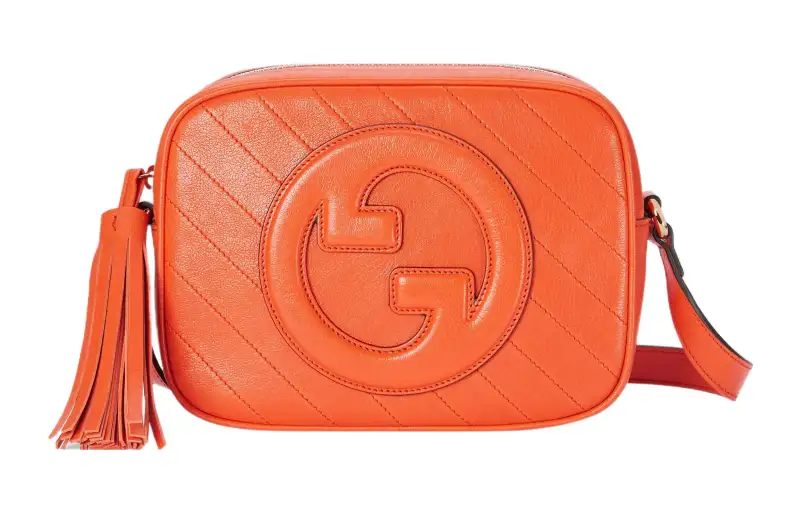 GUCCI Blondie Leather Crossbody Bag, Shoulder Bag Women's Orange