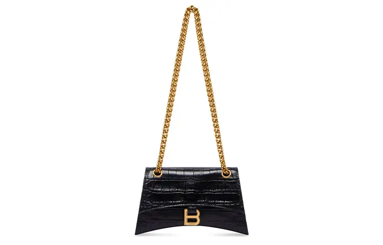 Balenciaga Crush Cow Leather Portable Crossbody Bag, Shoulder Bag Women's Black
