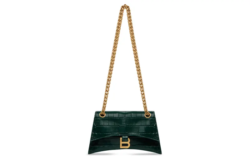 Balenciaga Crush Cow Leather Crossbody Bag, Shoulder Bag Mini Women's Green