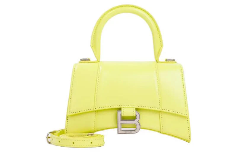 Balenciaga Hourglass Cow Leather Shoulder Bag, Crossbody Bag, Handbag Extra Small Women's Yellow