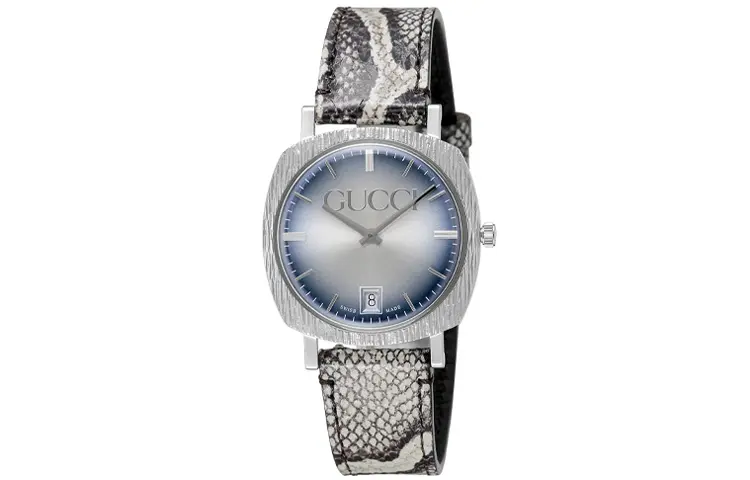 GUCCI Wrist Watches Quartz Movement Leather Strap Blue Dial Unisex YA152401