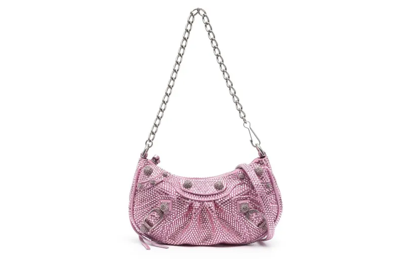 Balenciaga Le Cagole Calfskin Biker Bag, Dumpling Bag, Portable Crossbody Bag, Shoulder Bag Regular Women's Light Pink