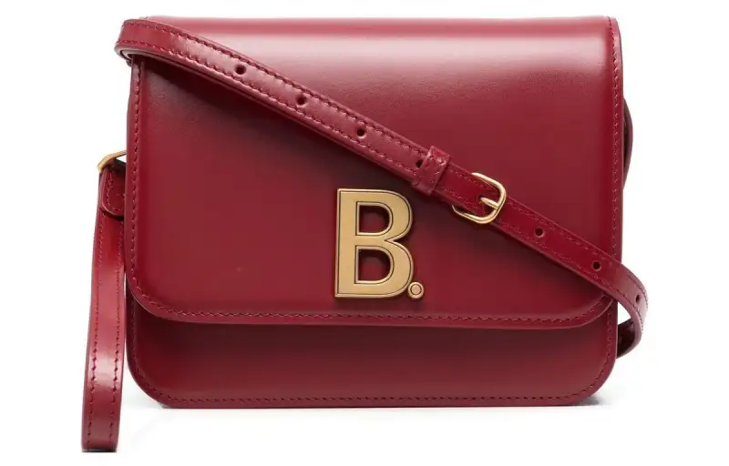 Balenciaga Calfskin Shoulder Bag, Crossbody Bag Small Women's Burgundy