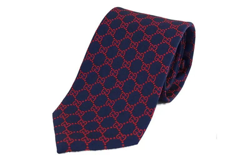 GUCCI Silk Ties Men's Dark Blue/Red