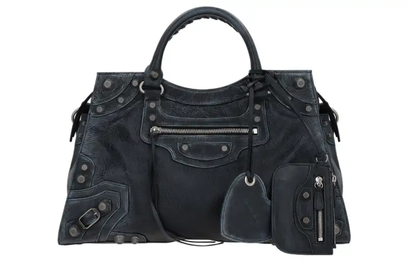 Balenciaga Neo Cagole City Lambskin Handbag, Shoulder Bag Regular Women's Washed Black
